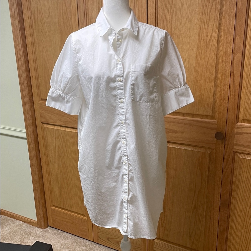 Old Navy White Short-Sleeve Shirt Dress